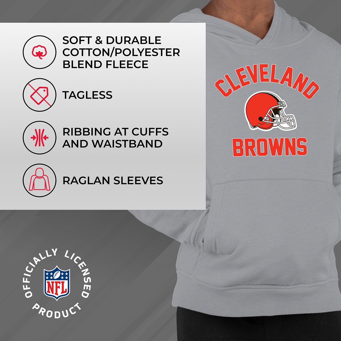 Cleveland Browns NFL Youth Gameday Hooded Sweatshirt - Gray