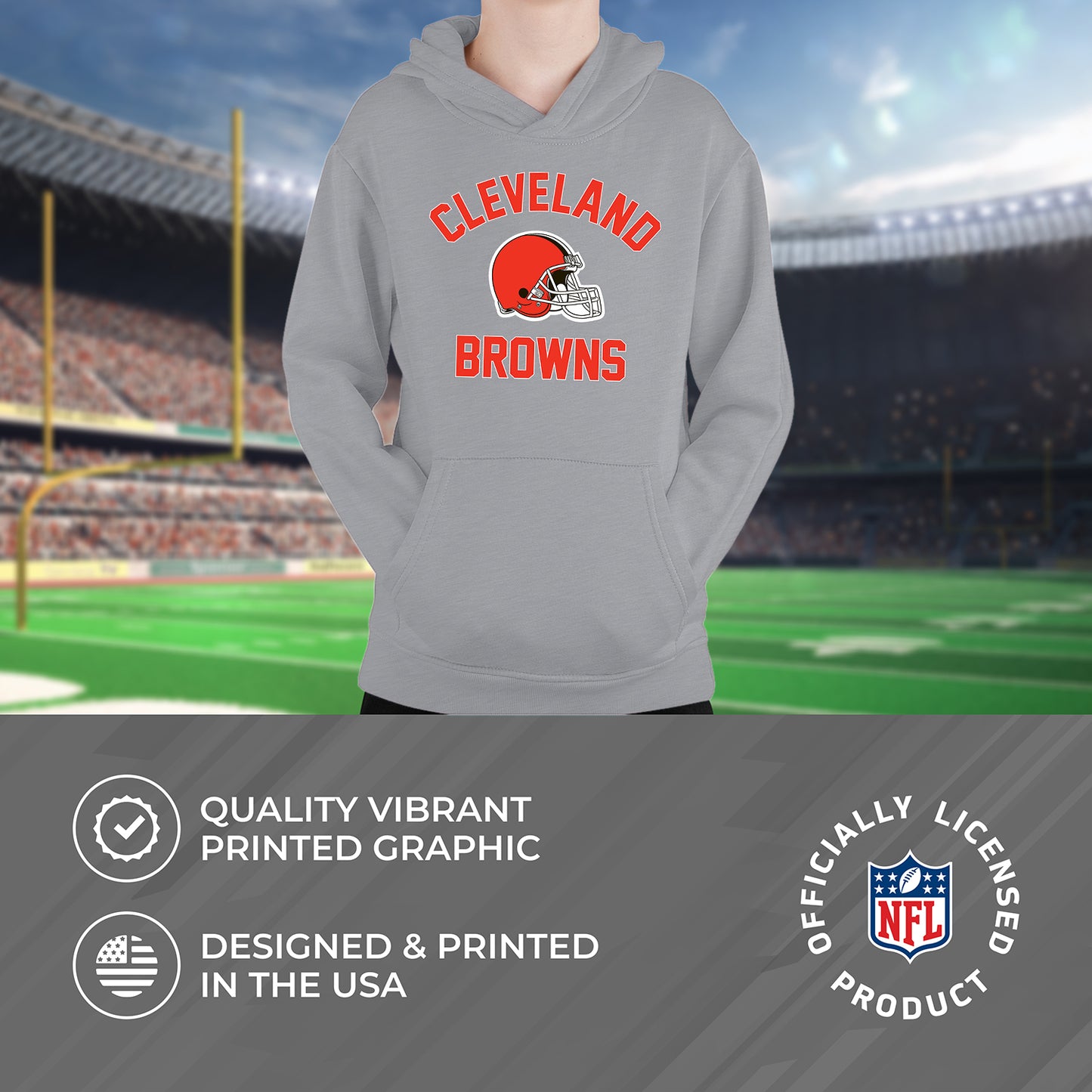 Cleveland Browns NFL Youth Gameday Hooded Sweatshirt - Gray