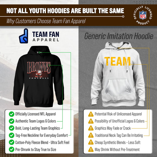 Cleveland Browns NFL Youth Overtime Blueprint Football Fleece Hooded Sweatshirt - Black