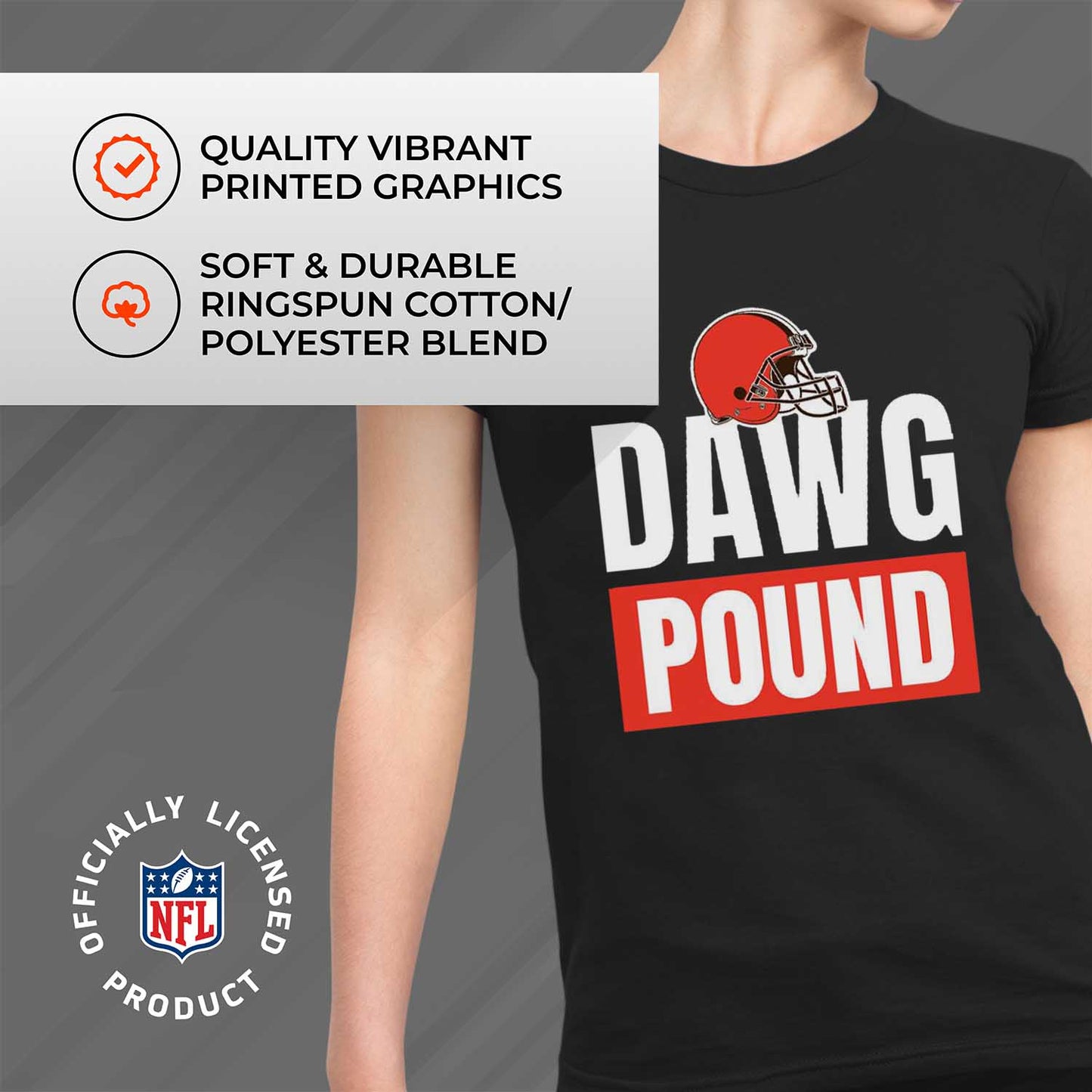 Cleveland Browns NFL Womens Team Slogan Short Sleeve Tshirt - Black