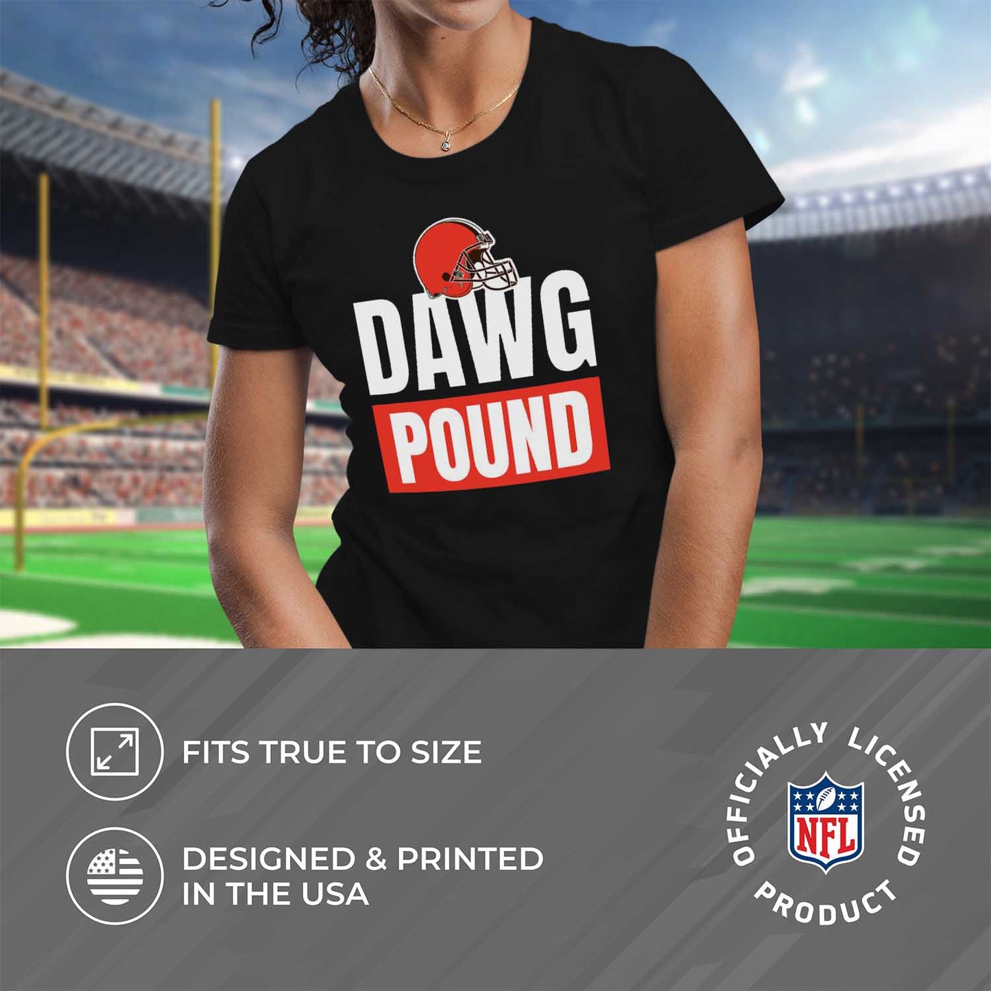 Cleveland Browns NFL Womens Team Slogan Short Sleeve Tshirt - Black