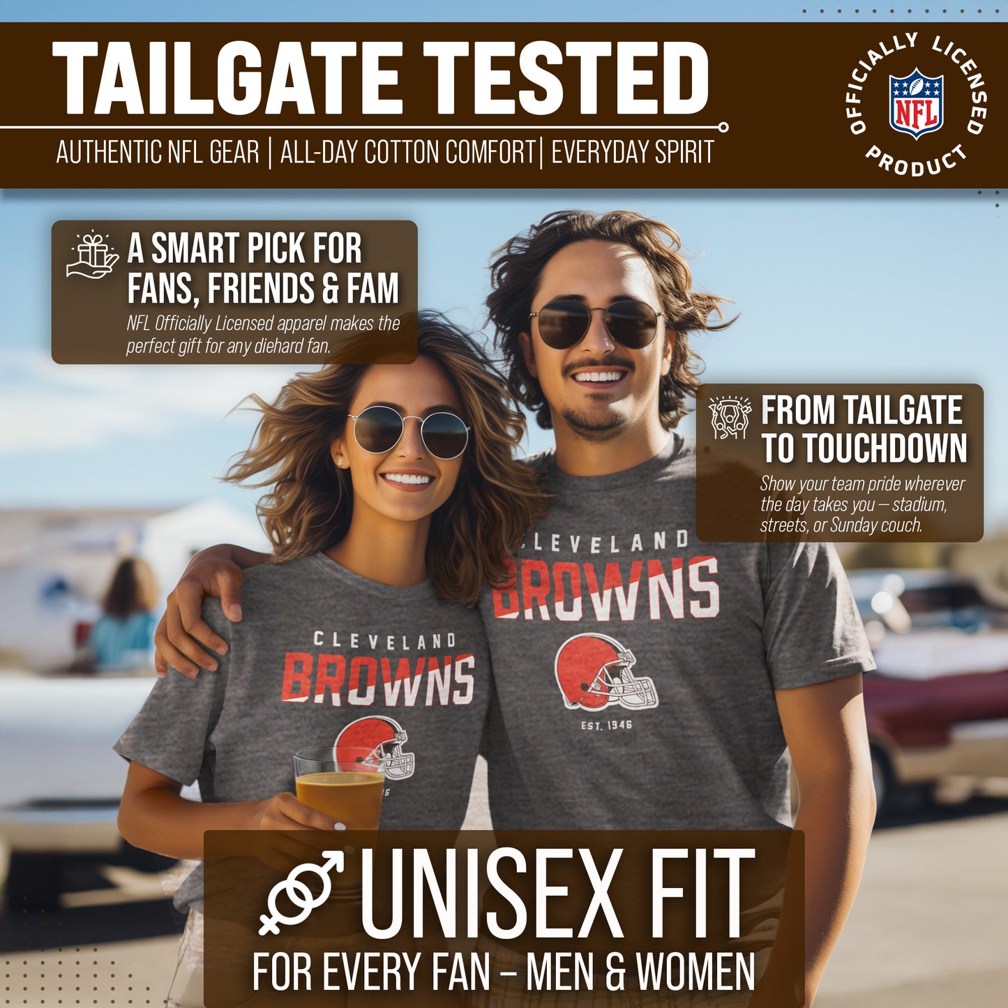 Cleveland Browns Adult NFL Diagonal Fade Color Block T-Shirt - Charcoal