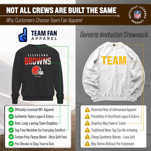 Cleveland Browns Adult NFL Diagonal Fade Color Block Crewneck Sweatshirt - Charcoal