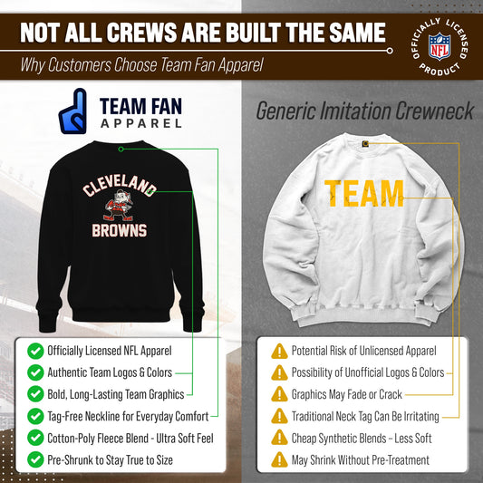 Cleveland Browns NFL Adult Unisex Retro Gameday Ultra Soft Fleece Crewneck Sweatshirt - Black