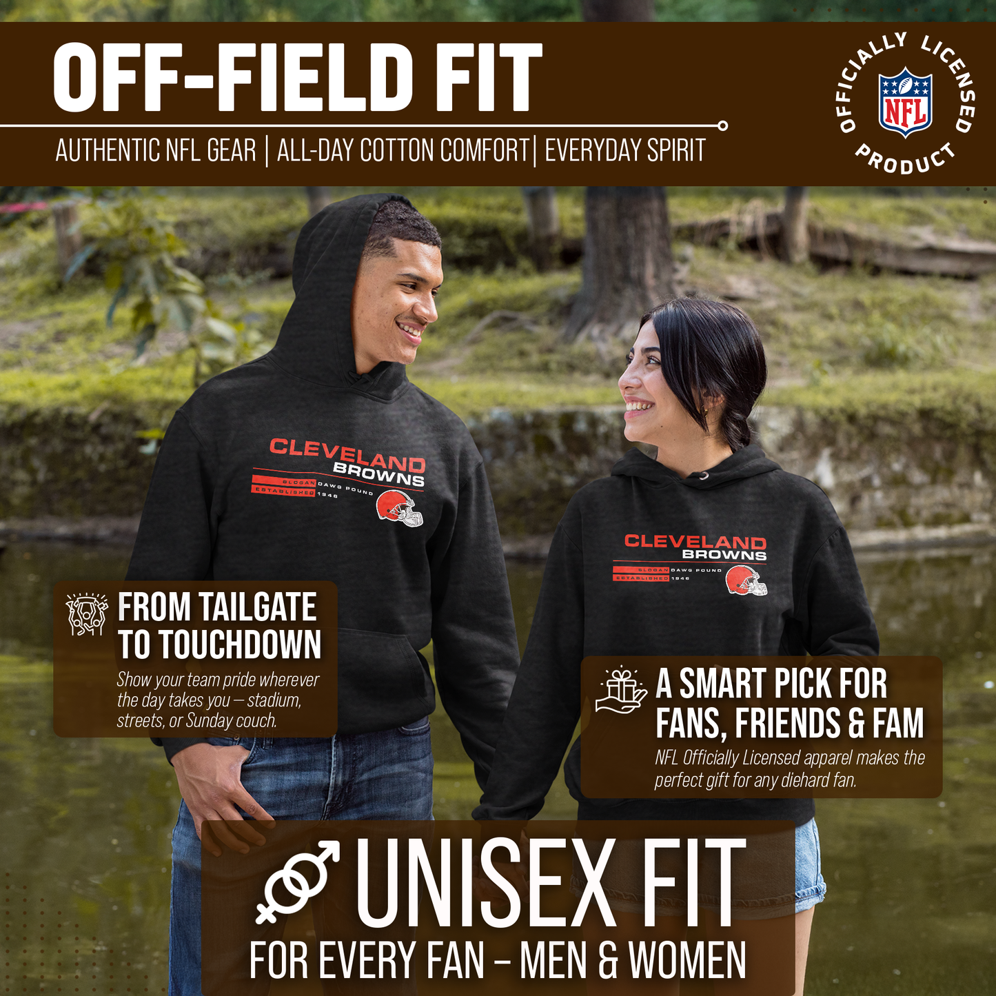 Cleveland Browns Adult NFL Speed Stat Sheet Fleece Hooded Sweatshirt - Charcoal