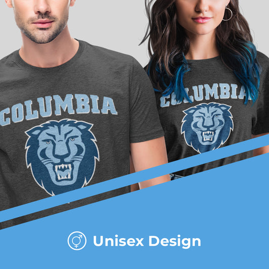 Columbia Lions Campus Colors NCAA Adult Cotton Blend Charcoal Tagless T-Shirt - Charcoal