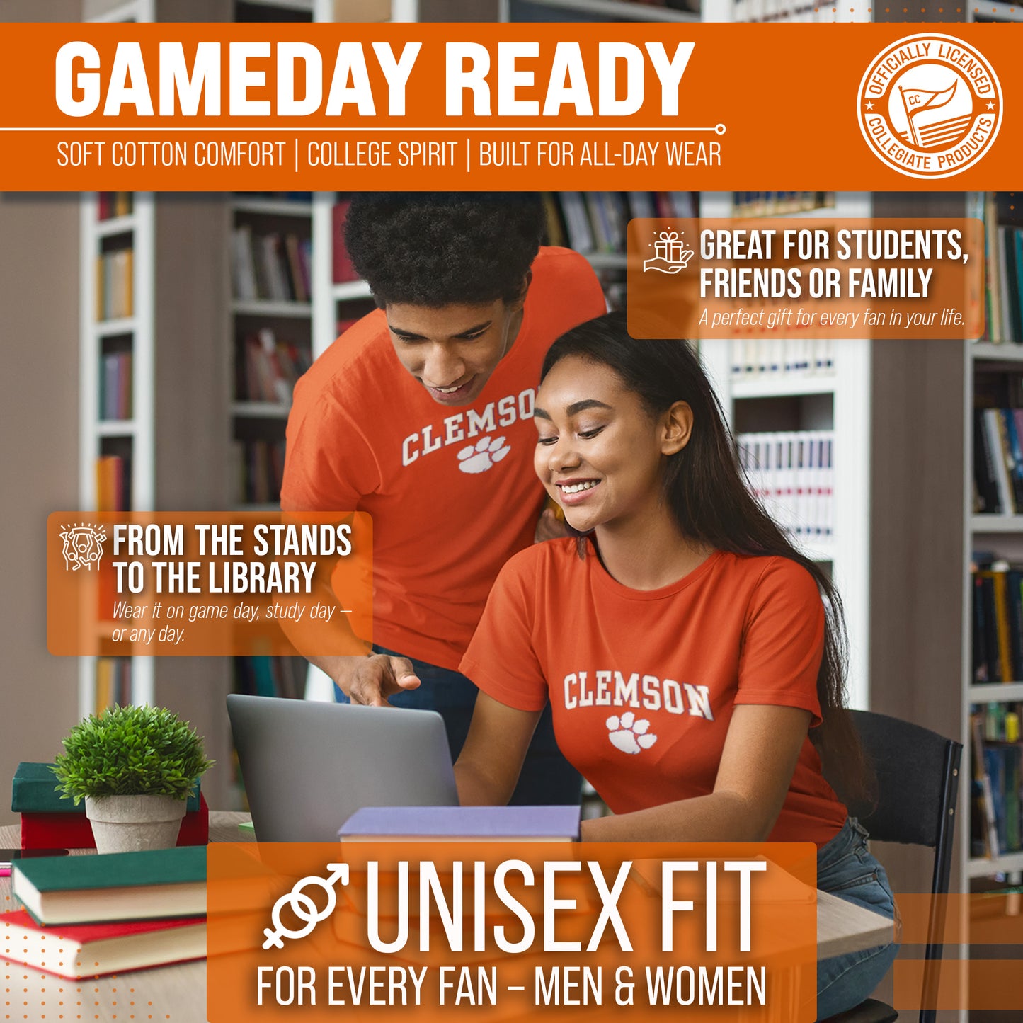 Clemson Tigers NCAA Adult Gameday Cotton T-Shirt - Orange