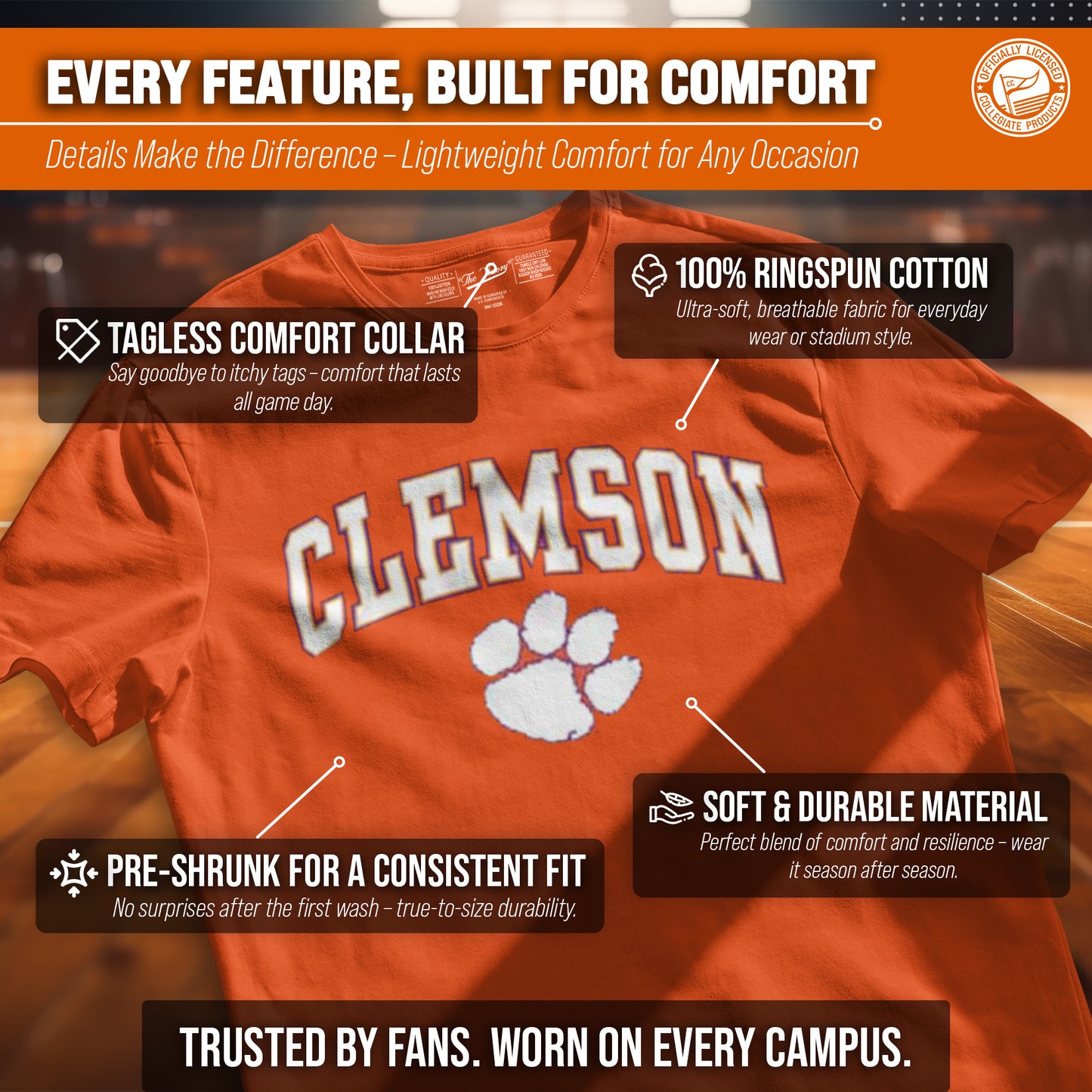 Clemson Tigers NCAA Adult Gameday Cotton T-Shirt - Orange