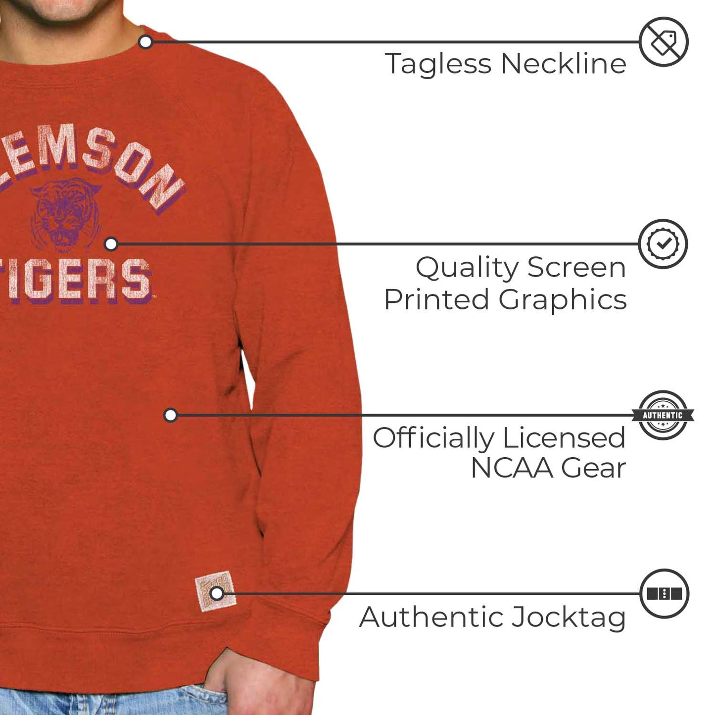 Clemson Tigers Adult University Crewneck - Orange