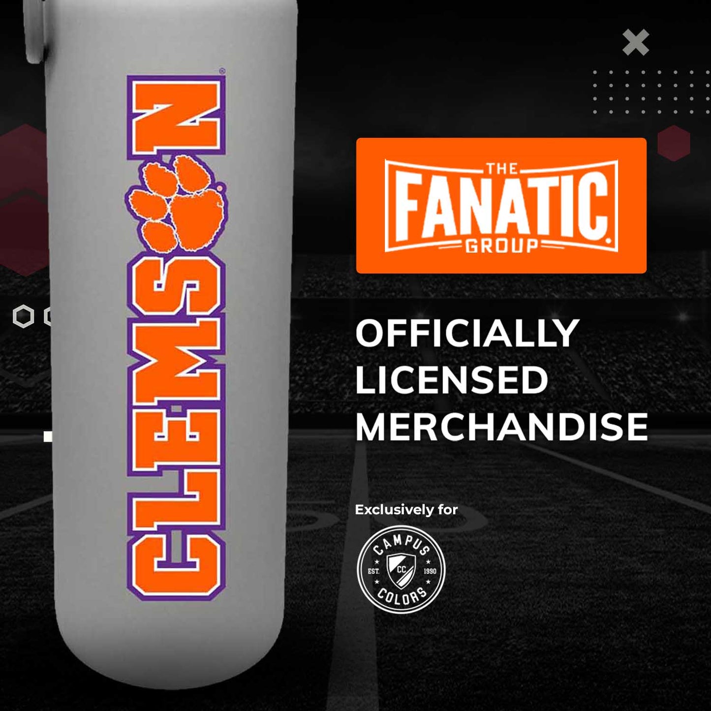 Clemson Tigers NCAA Stainless Steel Water Bottle - Sport Gray