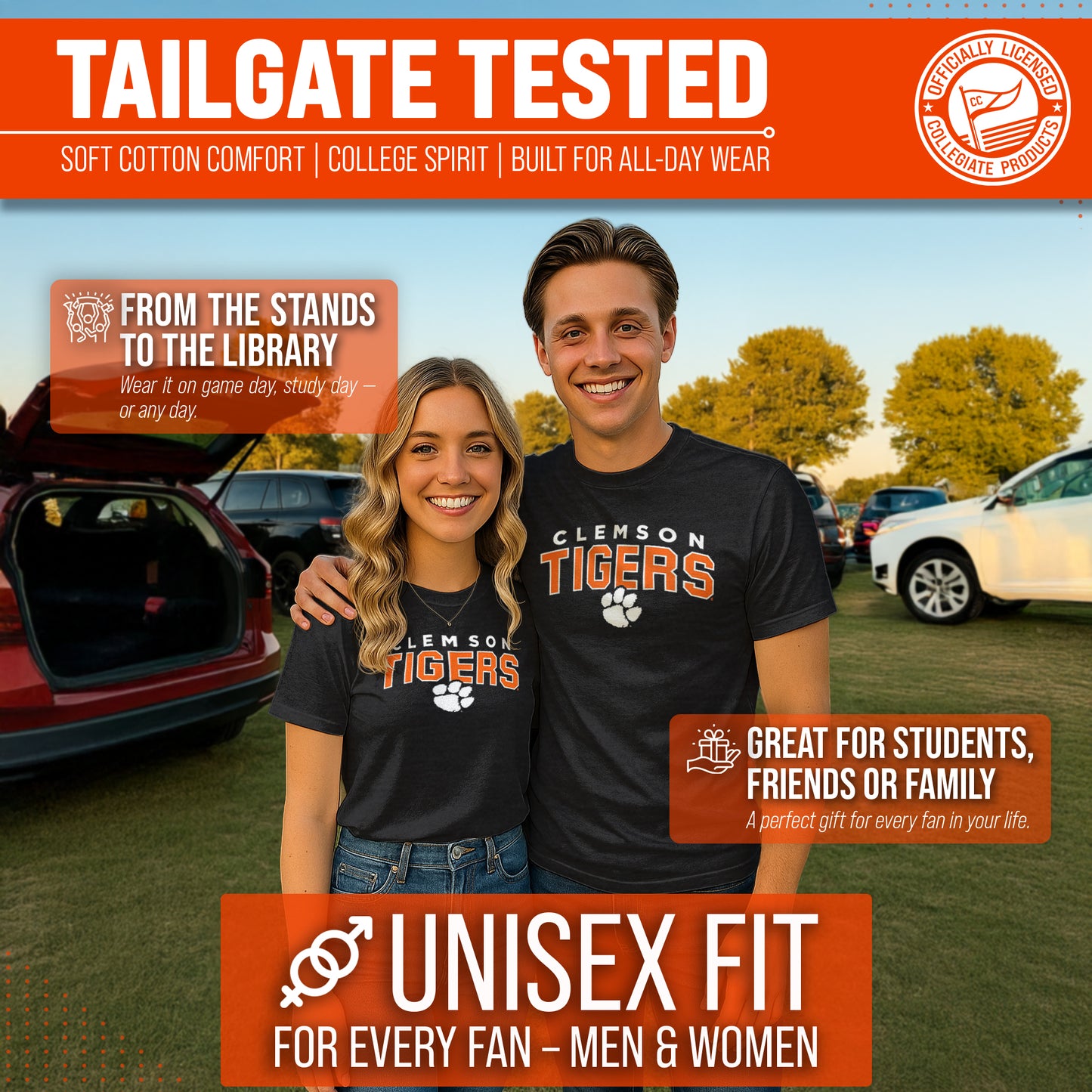 Clemson Tigers NCAA Adult Unisex Starting Fresh T-Shirt - Black Heather