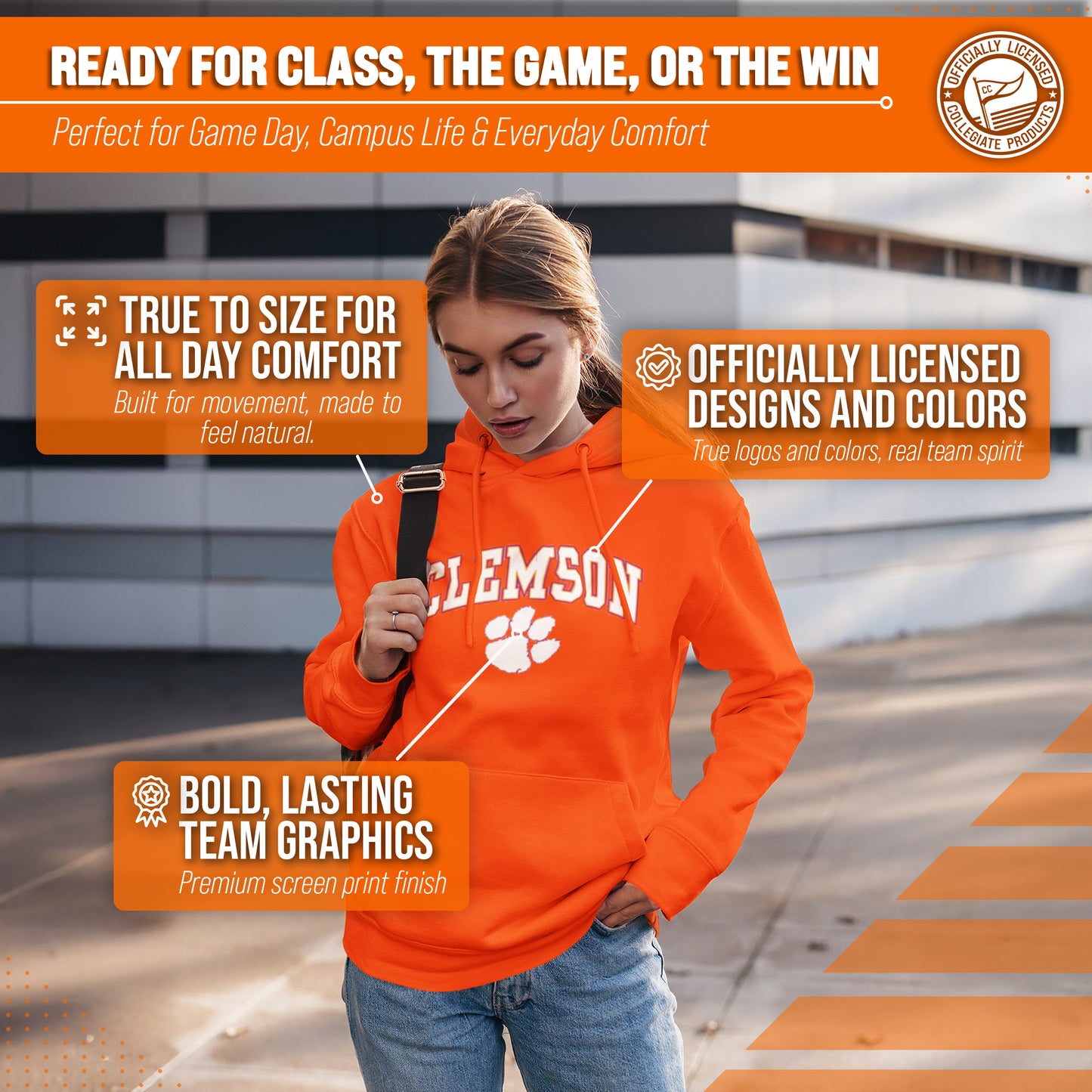 Clemson Tigers Adult Arch & Logo Soft Style Gameday Hooded Sweatshirt - Orange