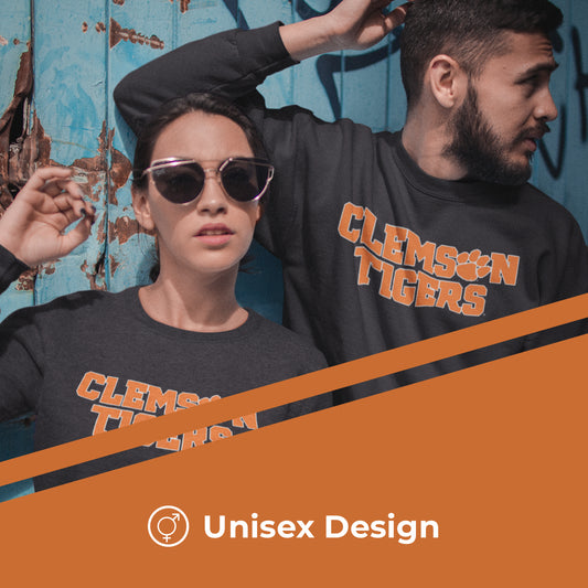 Clemson Tigers NCAA Adult Charcoal Crewneck Fleece Sweatshirt - Charcoal