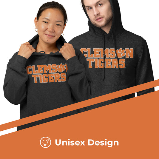 Clemson Tigers NCAA Adult Cotton Blend Charcoal Hooded Sweatshirt - Charcoal