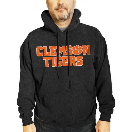 Clemson Tigers NCAA Adult Cotton Blend Charcoal Hooded Sweatshirt - Charcoal