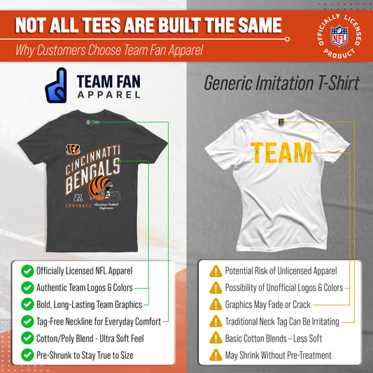 Cincinnati Bengals NFL Adult Distressed Helmet Tag-Less T-Shirt - Heather Charcoal