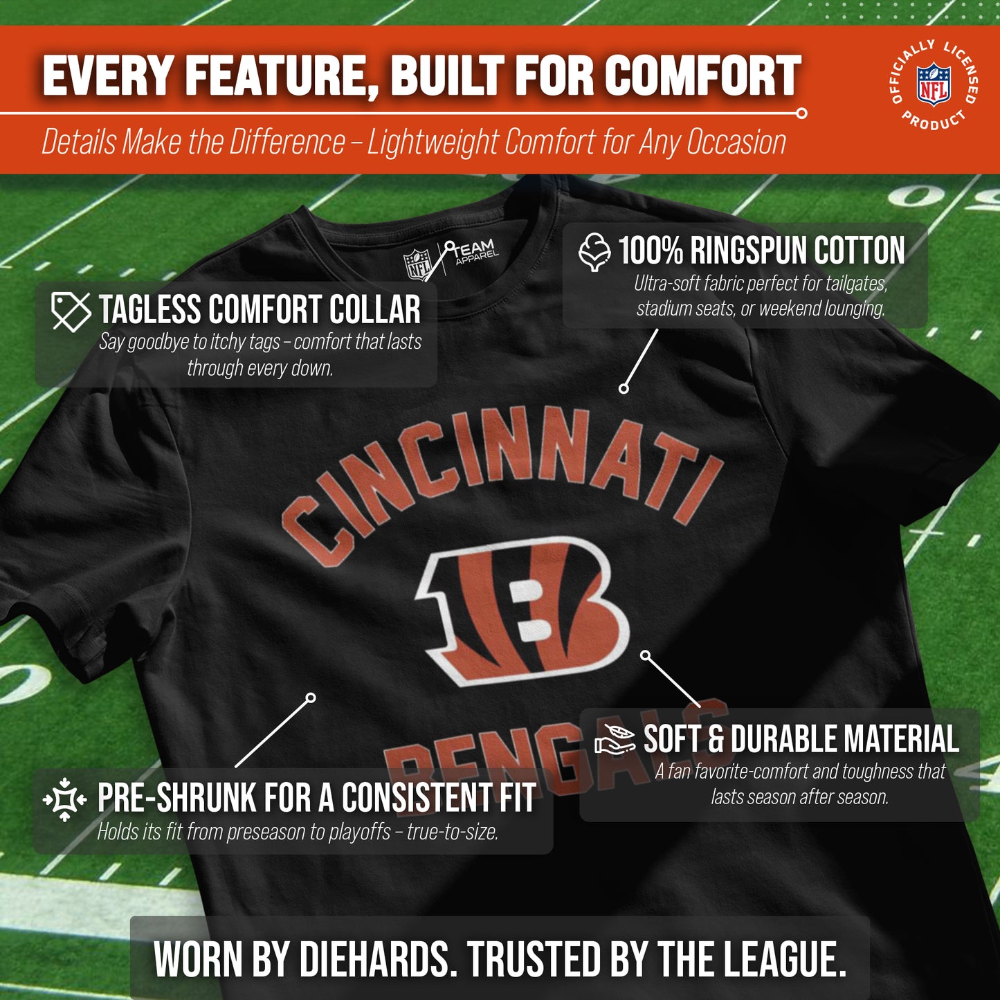 Cincinnati Bengals NFL Adult Gameday T-Shirt - Black