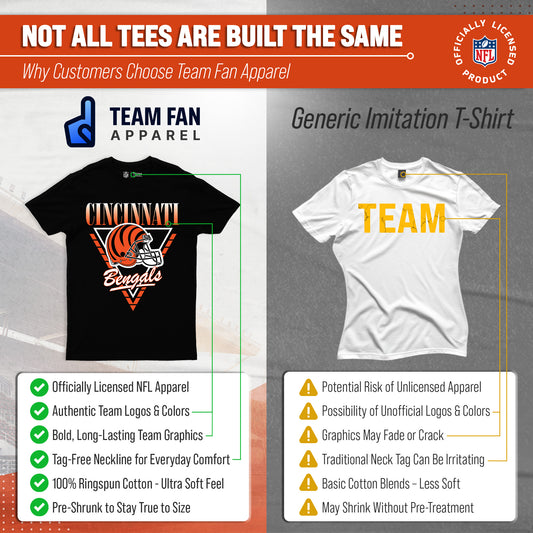 Cincinnati Bengals NFL Adult Retro Triangle Unisex T-Shirt - Black