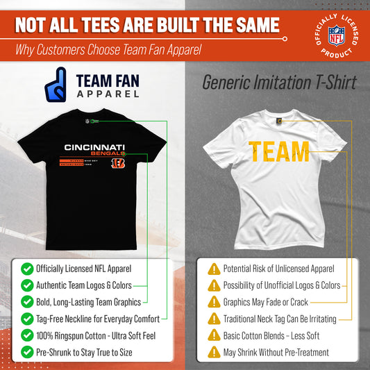 Cincinnati Bengals Adult NFL Speed Stat Sheet T-Shirt - Black