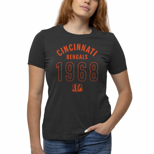 Cincinnati Bengals NFL Womens Big Date Tag-Less T-Shirt - Black