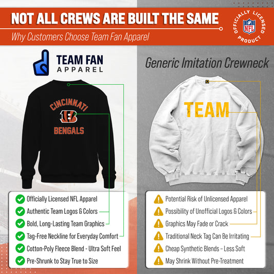 Cincinnati Bengals NFL Gameday Adult Crewneck Sweatshirt - Black