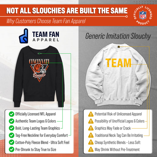 Cincinnati Bengals NFL Womens Retro Triangle Slouchy Crewneck - Heather Charcoal