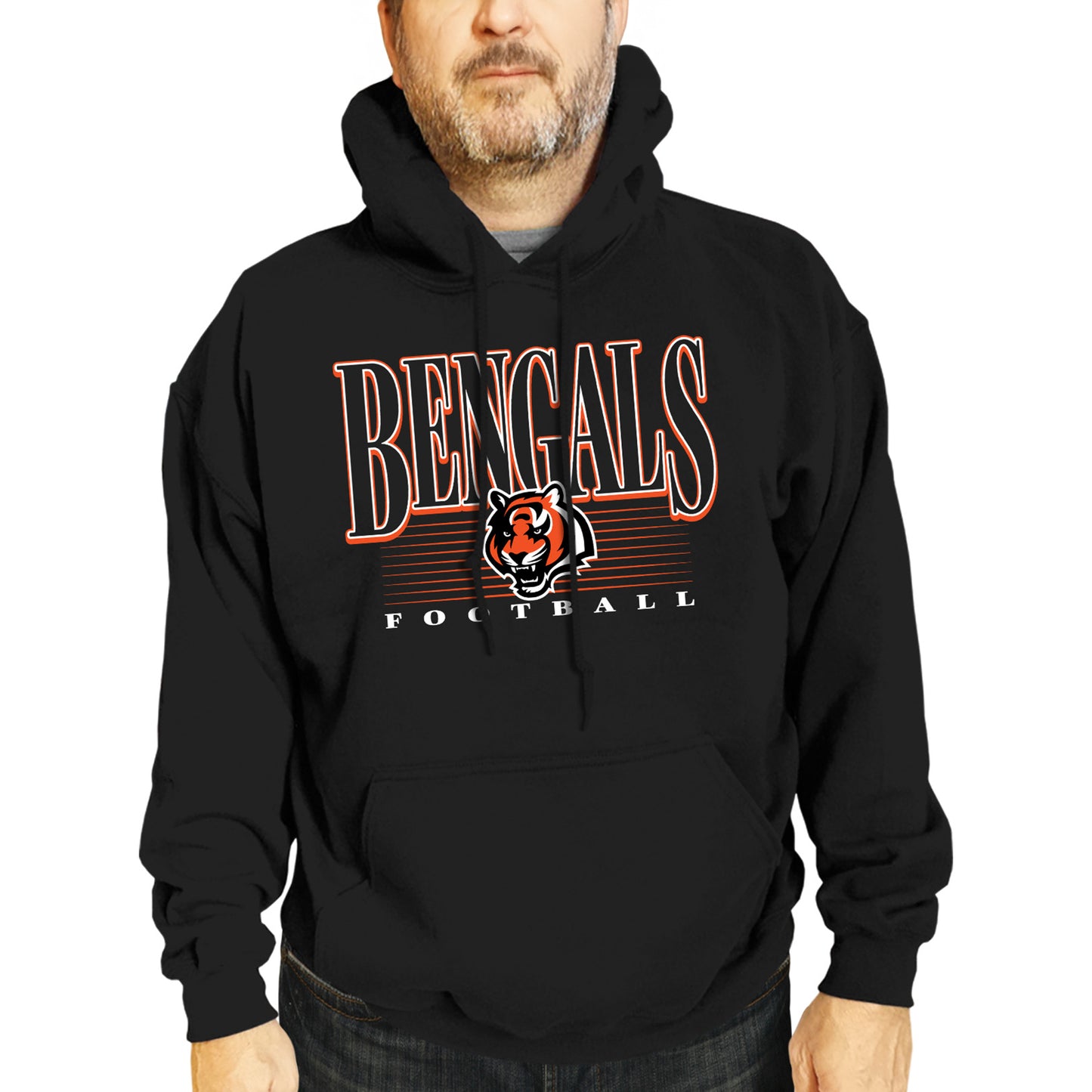Cincinnati Bengals NFL Adult Unisex Overtime Blueprint Soft Fleece Hooded Sweatshirt - Black