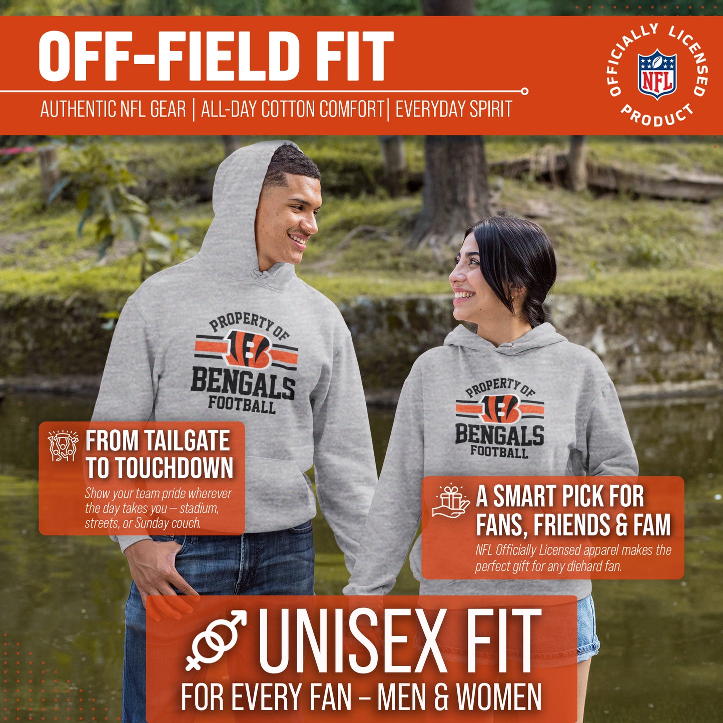 Cincinnati Bengals NFL Adult Property Of Hooded Sweatshirt - Sport Gray