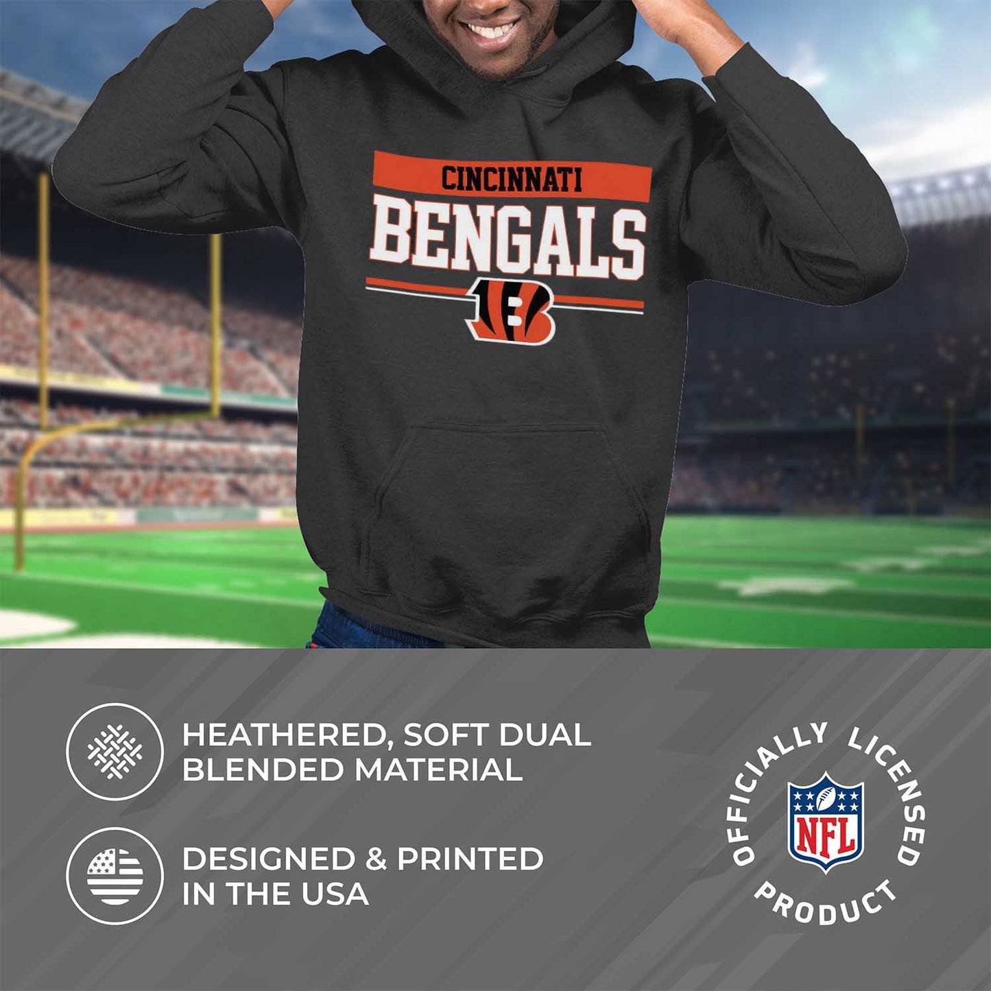 Cincinnati Bengals NFL Adult Gameday Charcoal Hooded Sweatshirt - Charcoal