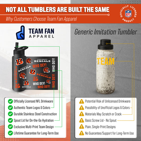 Cincinnati Bengals NFL 34Oz Native Quencher Water Bottle - Black