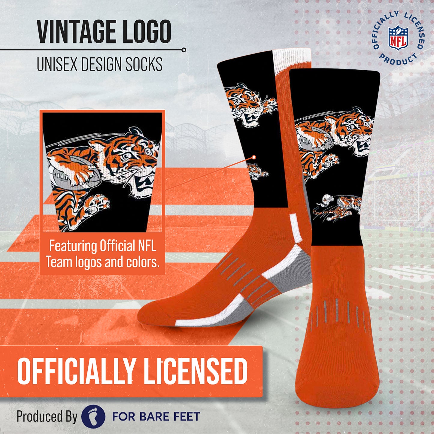 Cincinnati Bengals NFL V Curve Socks - Team Color