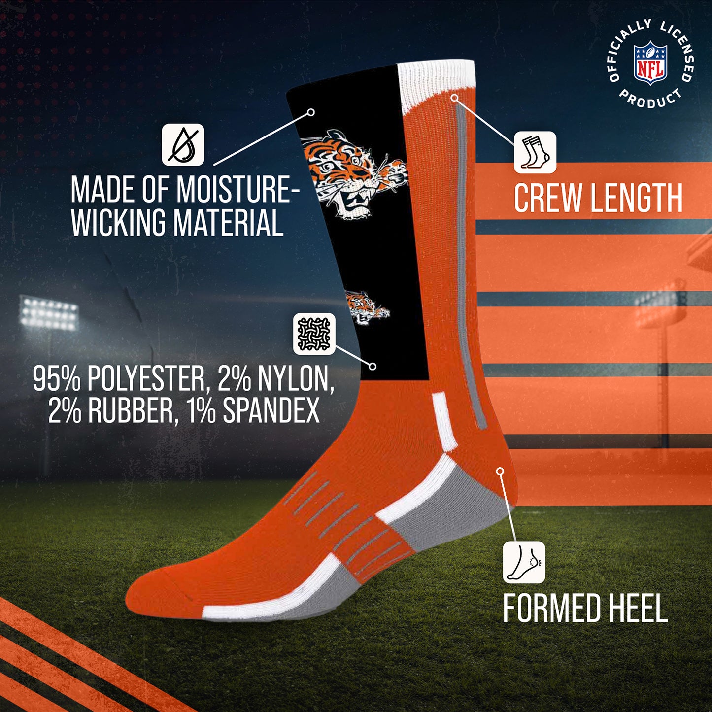 Cincinnati Bengals NFL V Curve Socks - Team Color
