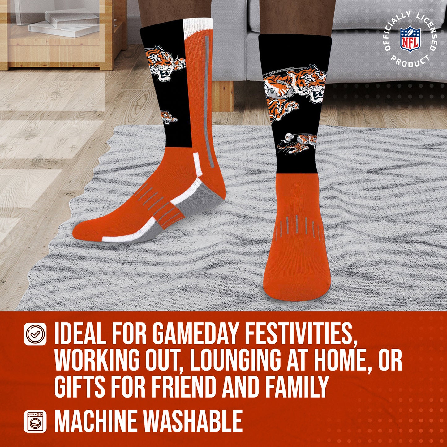 Cincinnati Bengals NFL V Curve Socks - Team Color