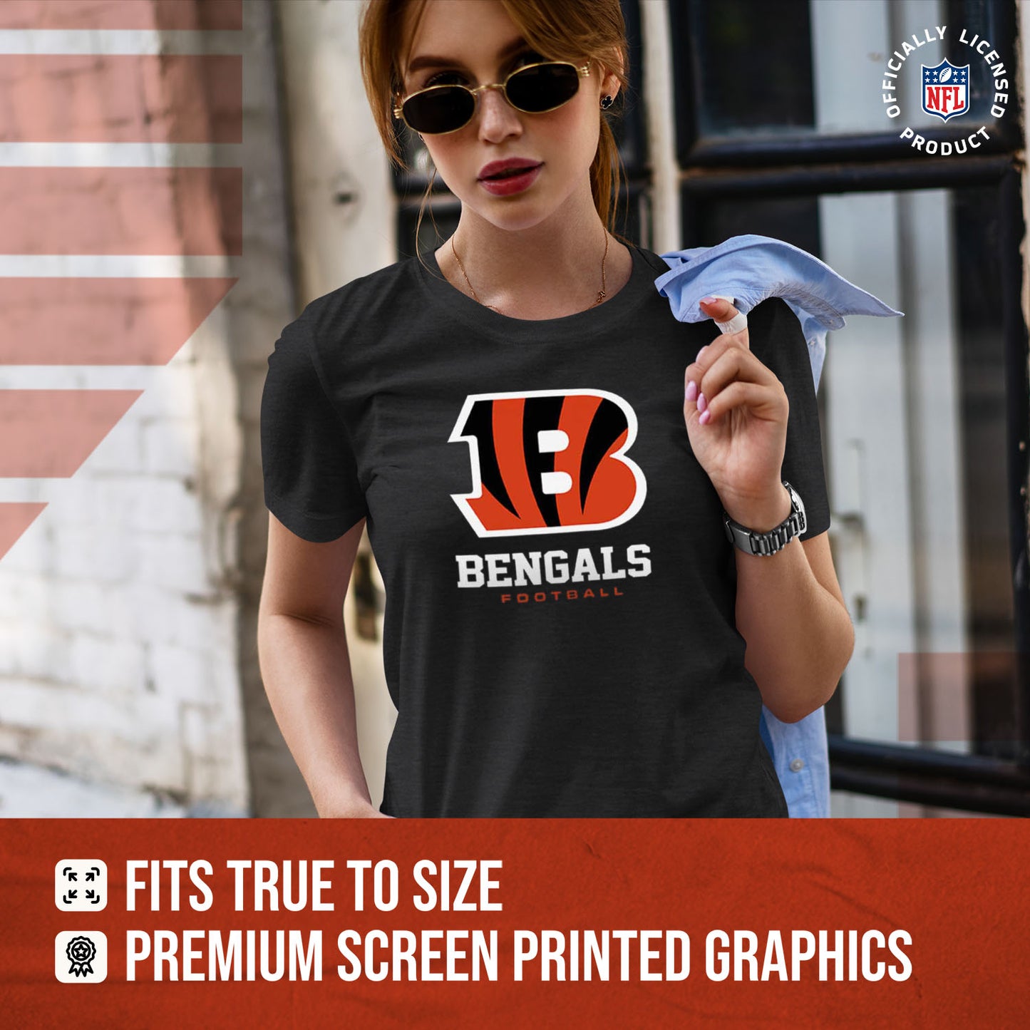 Cincinnati Bengals Women's NFL Ultimate Fan Logo Short Sleeve T-Shirt - Black