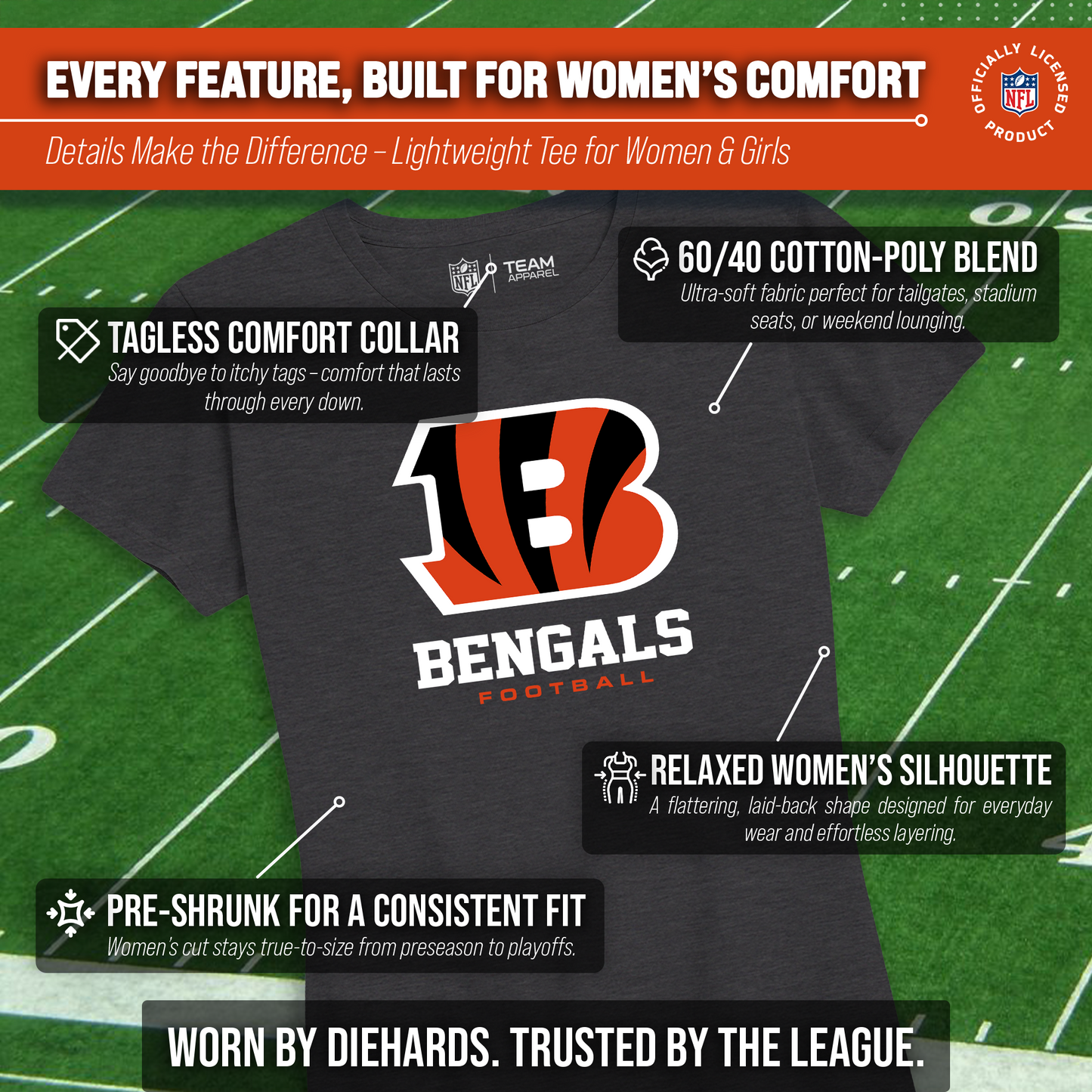 Cincinnati Bengals Women's NFL Ultimate Fan Logo Short Sleeve T-Shirt - Black