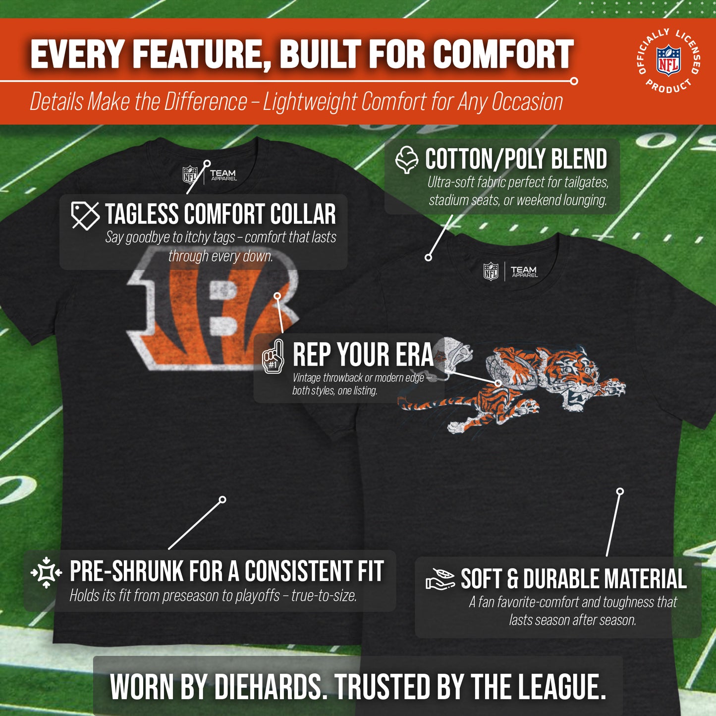 Cincinnati Bengals NFL Modern Throwback T-shirt - Black