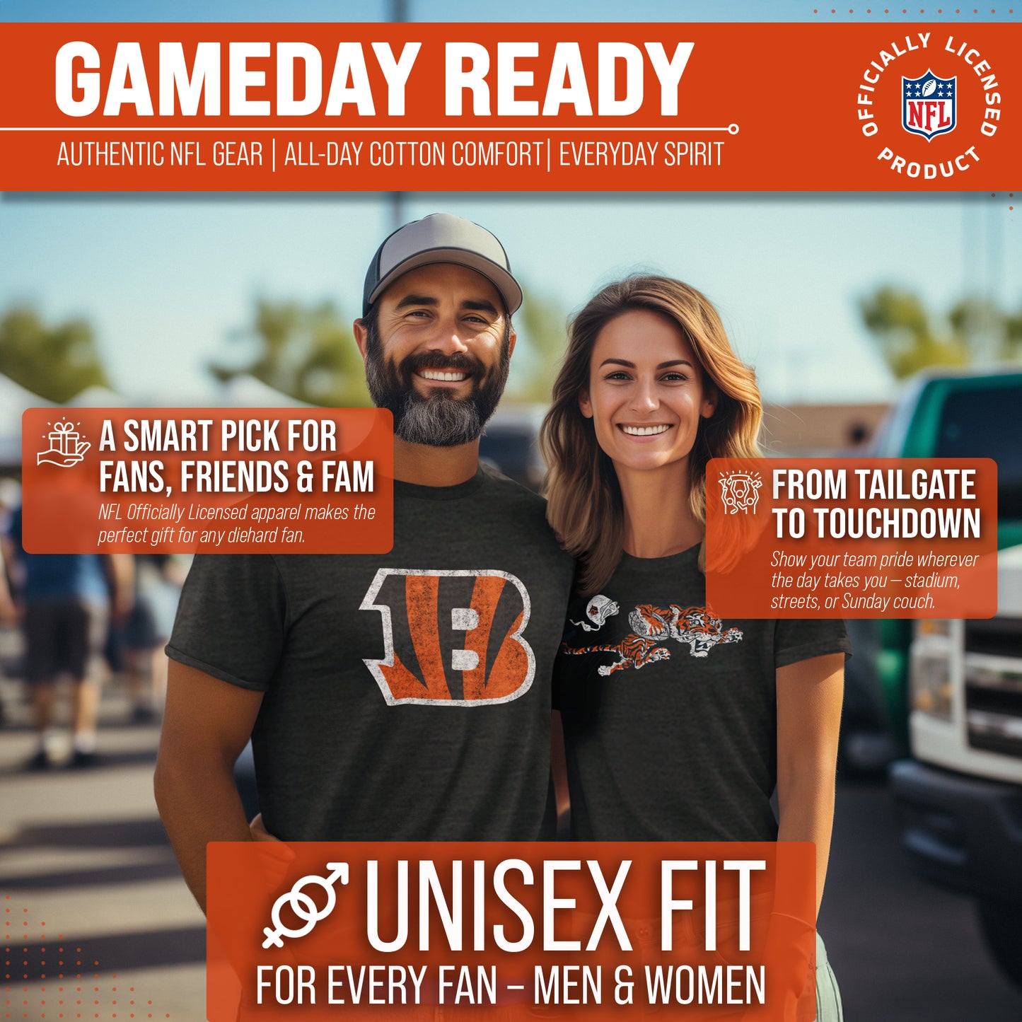 Cincinnati Bengals NFL Modern Throwback T-shirt - Team Color