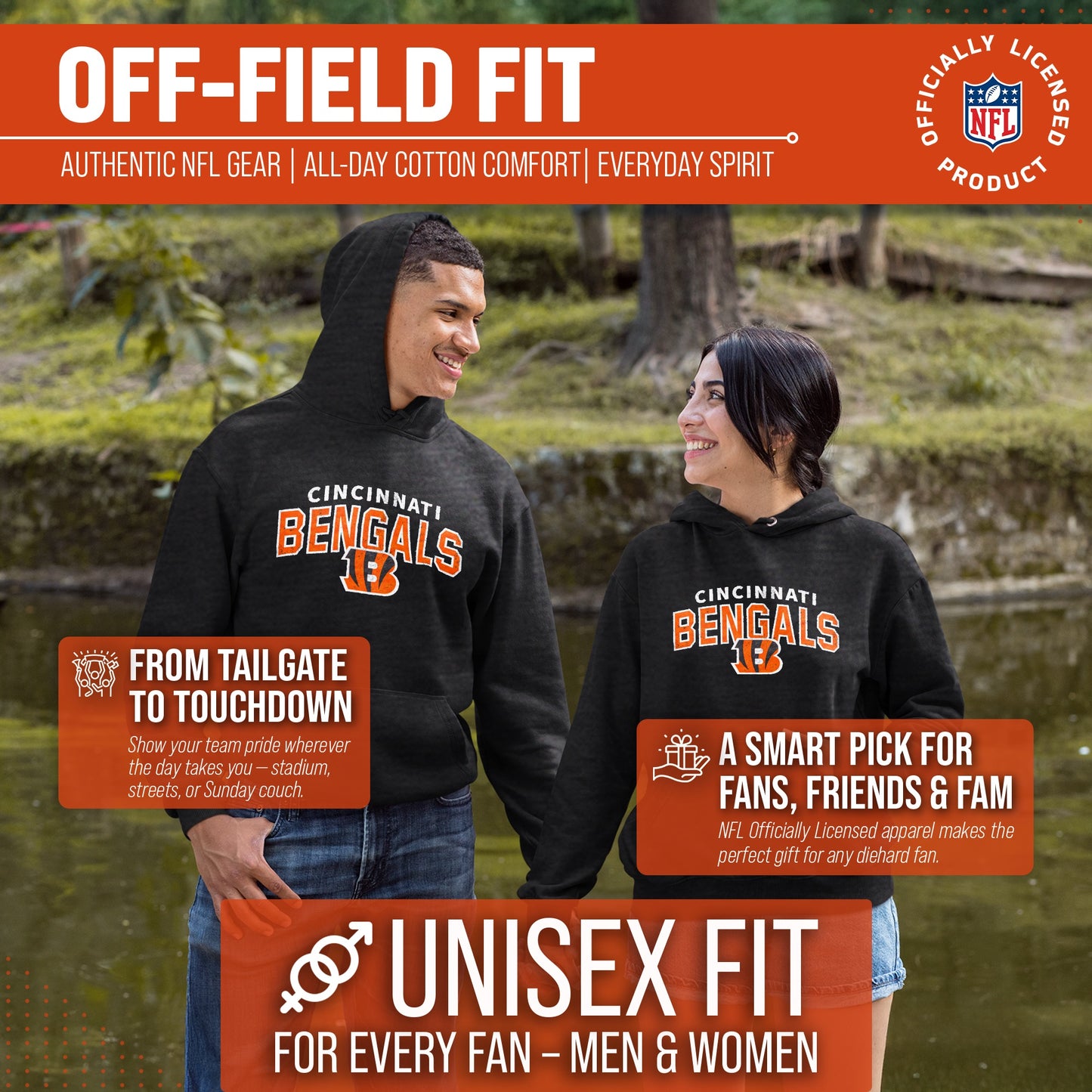 Cincinnati Bengals NFL Adult Unisex Starting Fresh Ultra Soft Fleece Hooded Sweatshirt - Black Heather