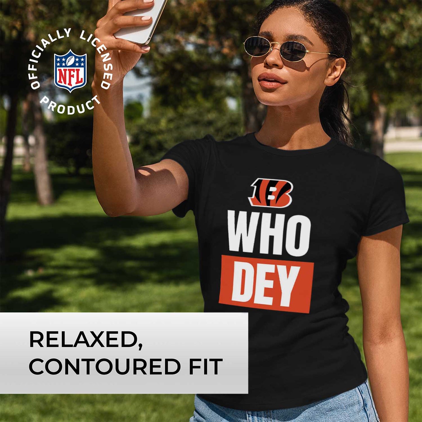 Cincinnati Bengals NFL Womens Plus Size Team Slogan Short Sleeve T-Shirt - Black