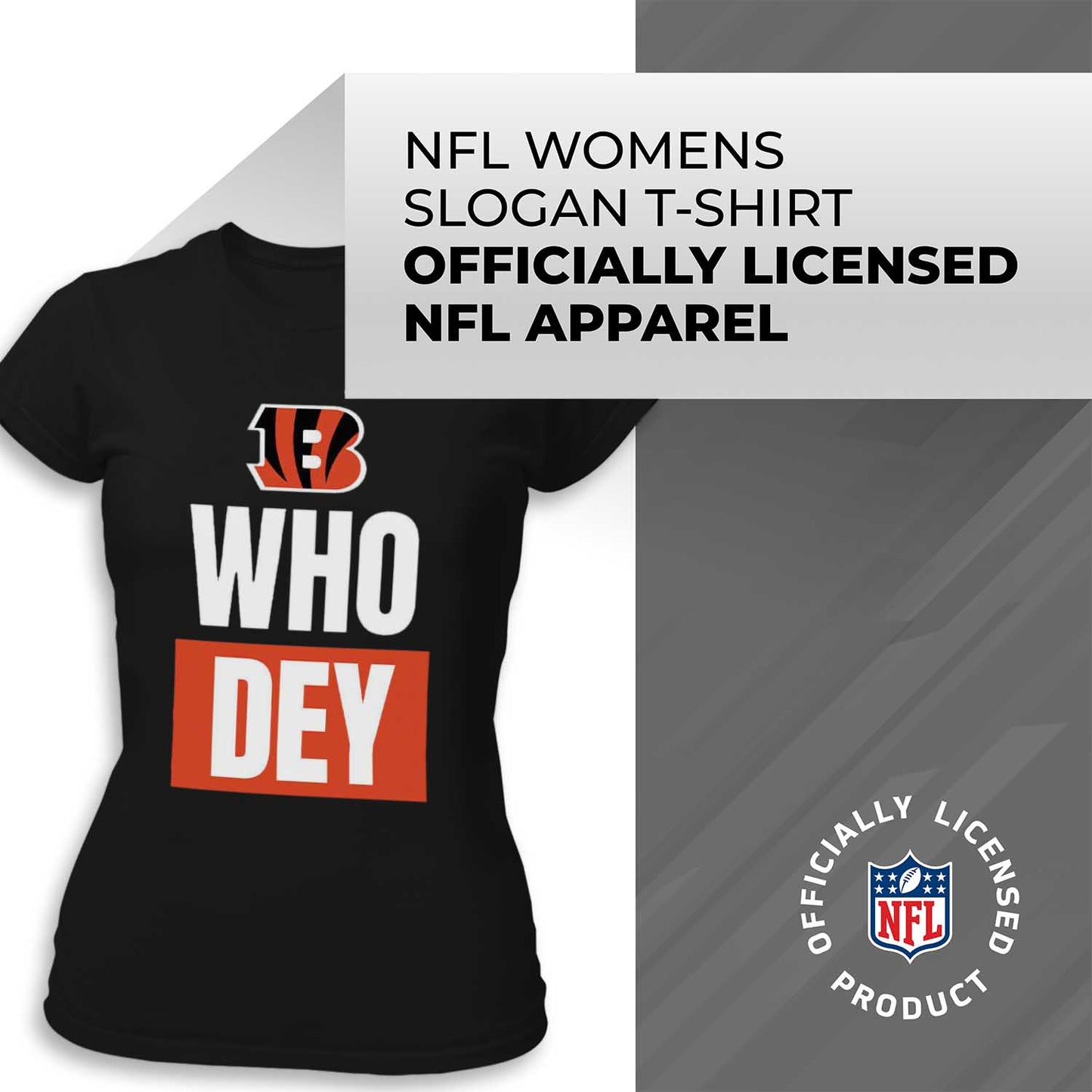 Cincinnati Bengals NFL Womens Plus Size Team Slogan Short Sleeve T-Shirt - Black