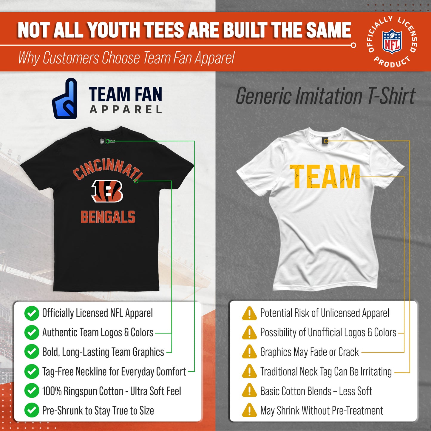 Cincinnati Bengals NFL Youth Gameday Football T-Shirt - Black