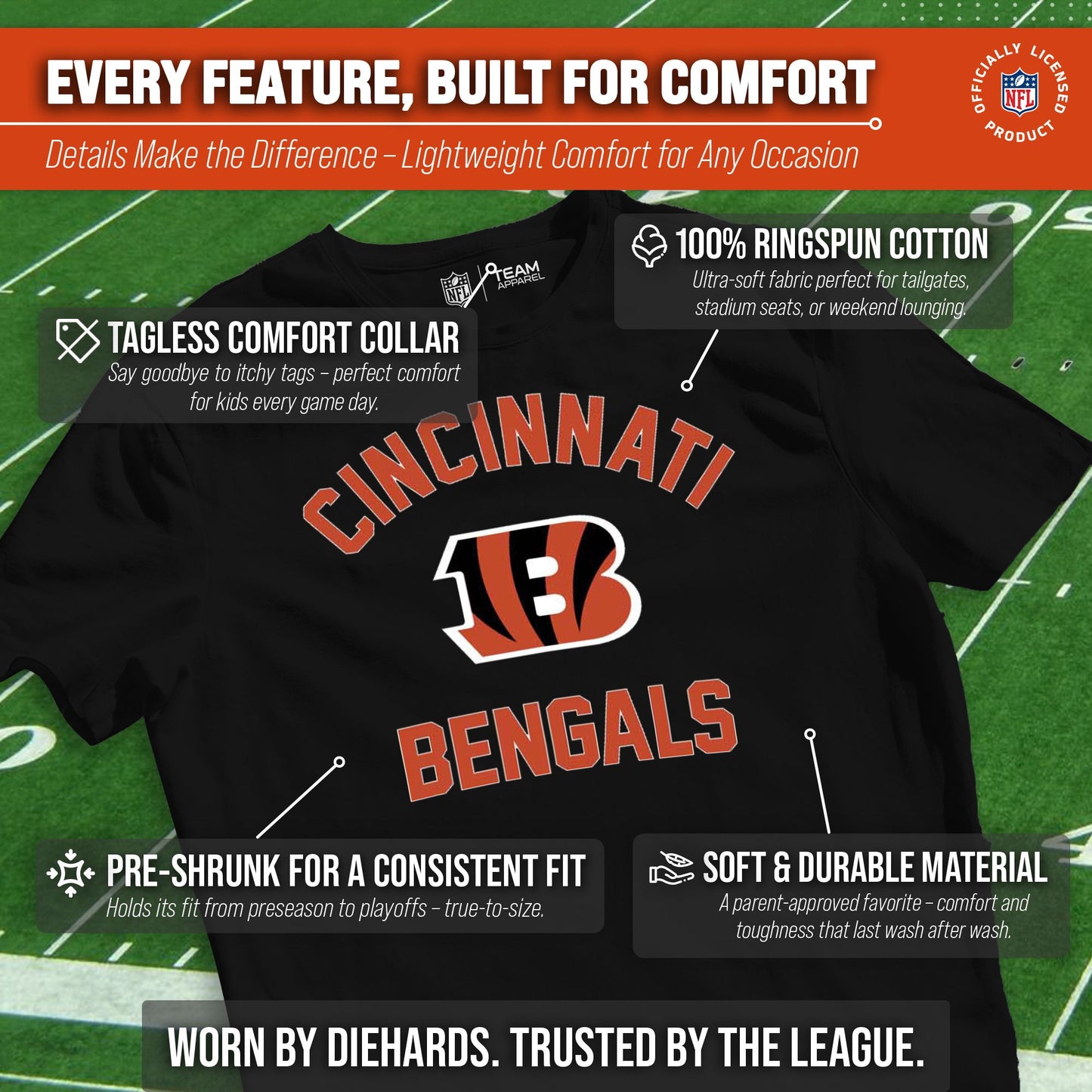 Cincinnati Bengals NFL Youth Gameday Football T-Shirt - Black