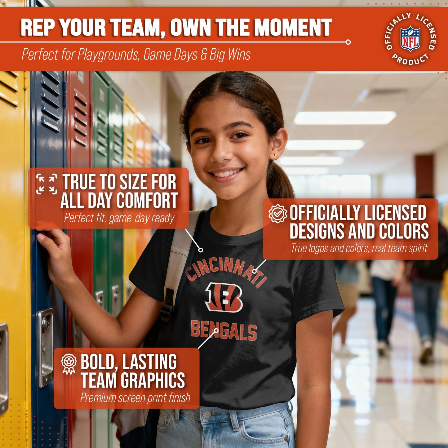 Cincinnati Bengals NFL Youth Gameday Football T-Shirt - Black