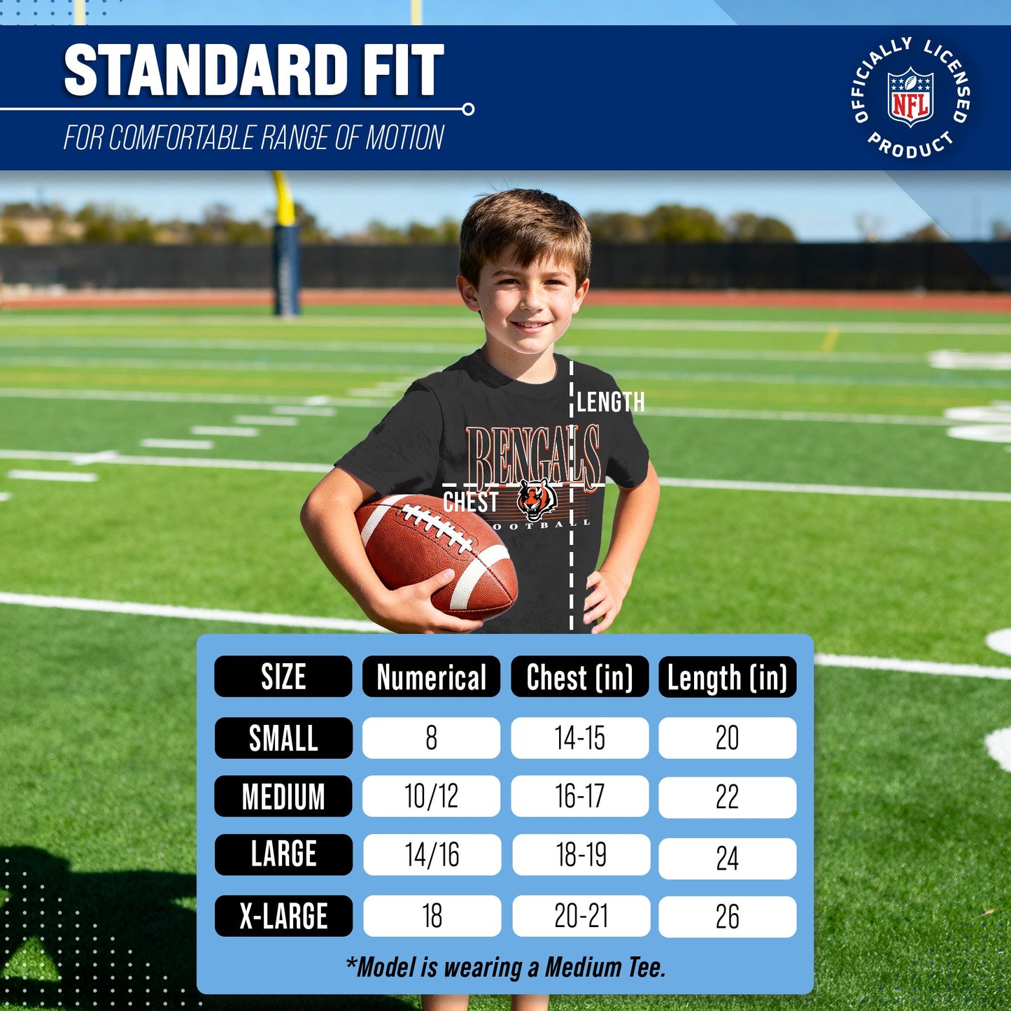 Cincinnati Bengals NFL Youth Overtime Blueprint Football T-Shirt Unisex Tag Free Comfortable - Black