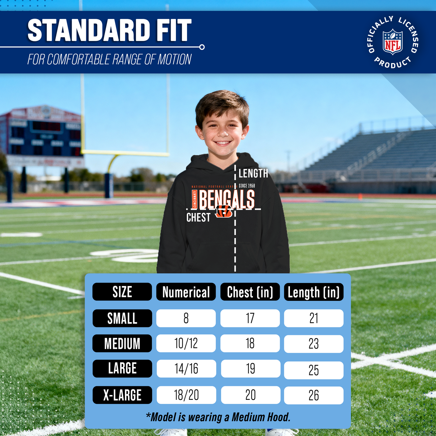 Cincinnati Bengals NFL Youth Modern Endzone Football Fleece Hooded Sweatshirt - Black