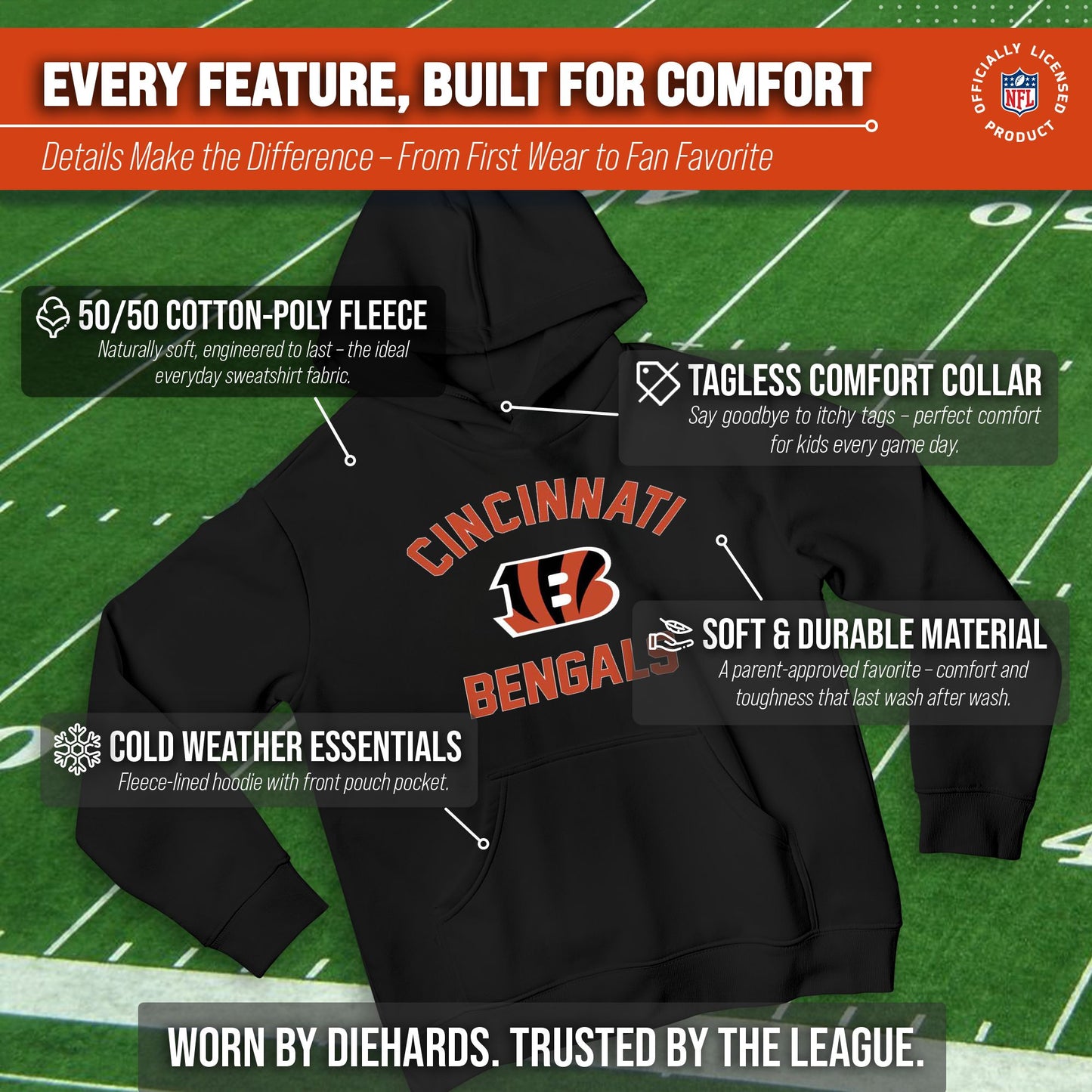 Cincinnati Bengals NFL Youth Gameday Hooded Sweatshirt - Black