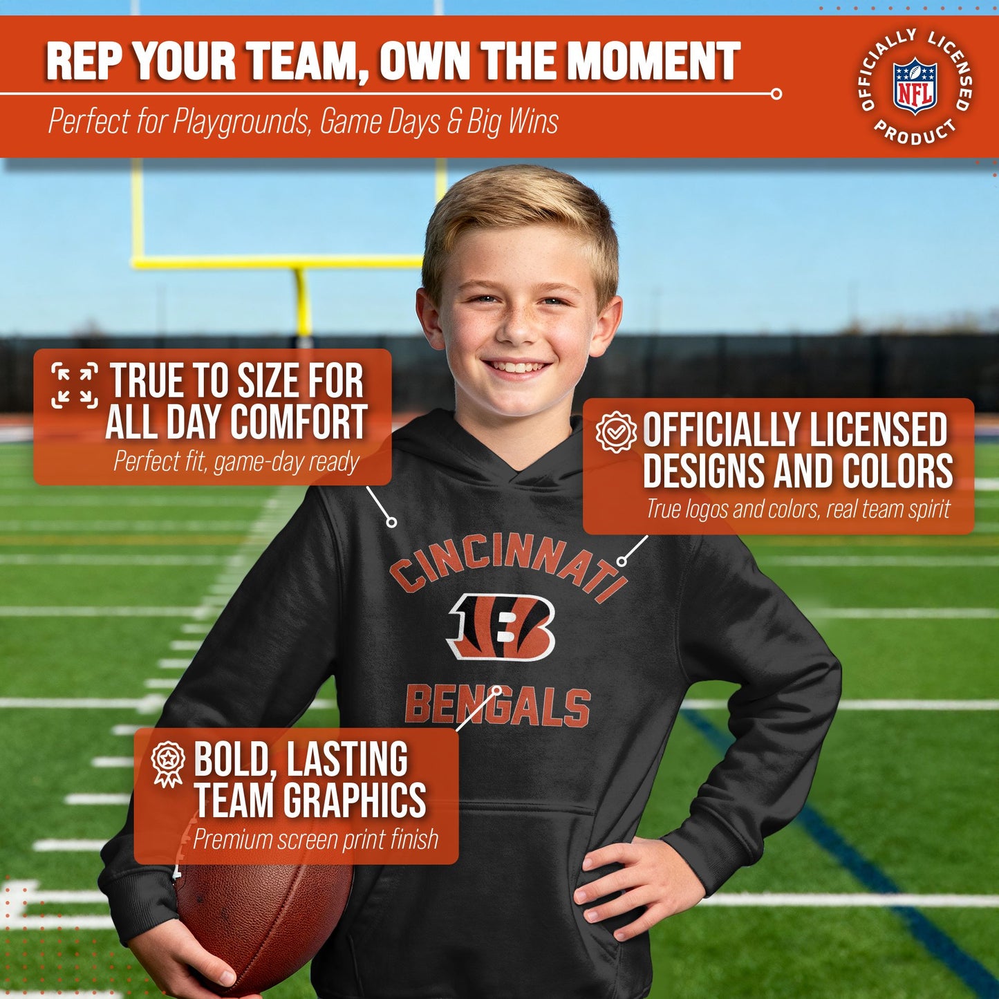 Cincinnati Bengals NFL Youth Gameday Hooded Sweatshirt - Black
