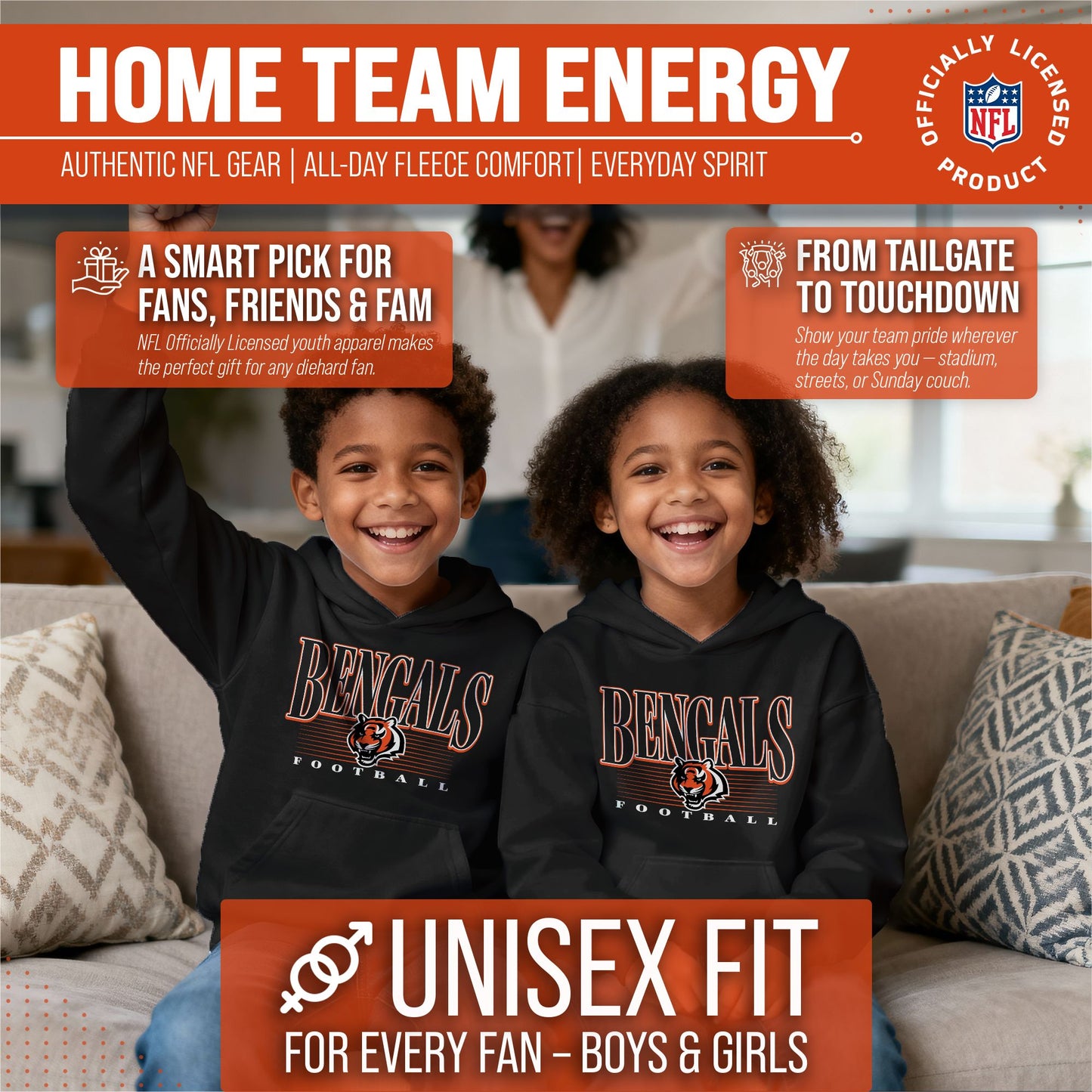 Cincinnati Bengals NFL Youth Overtime Blueprint Football Fleece Hooded Sweatshirt - Black