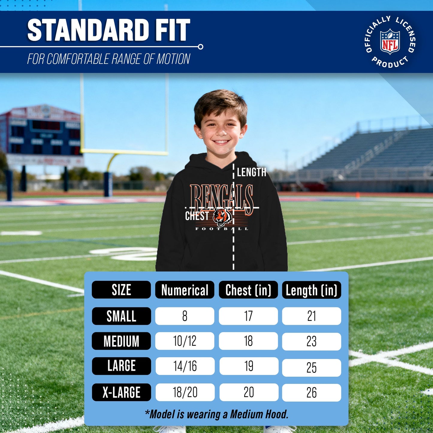 Cincinnati Bengals NFL Youth Overtime Blueprint Football Fleece Hooded Sweatshirt - Black