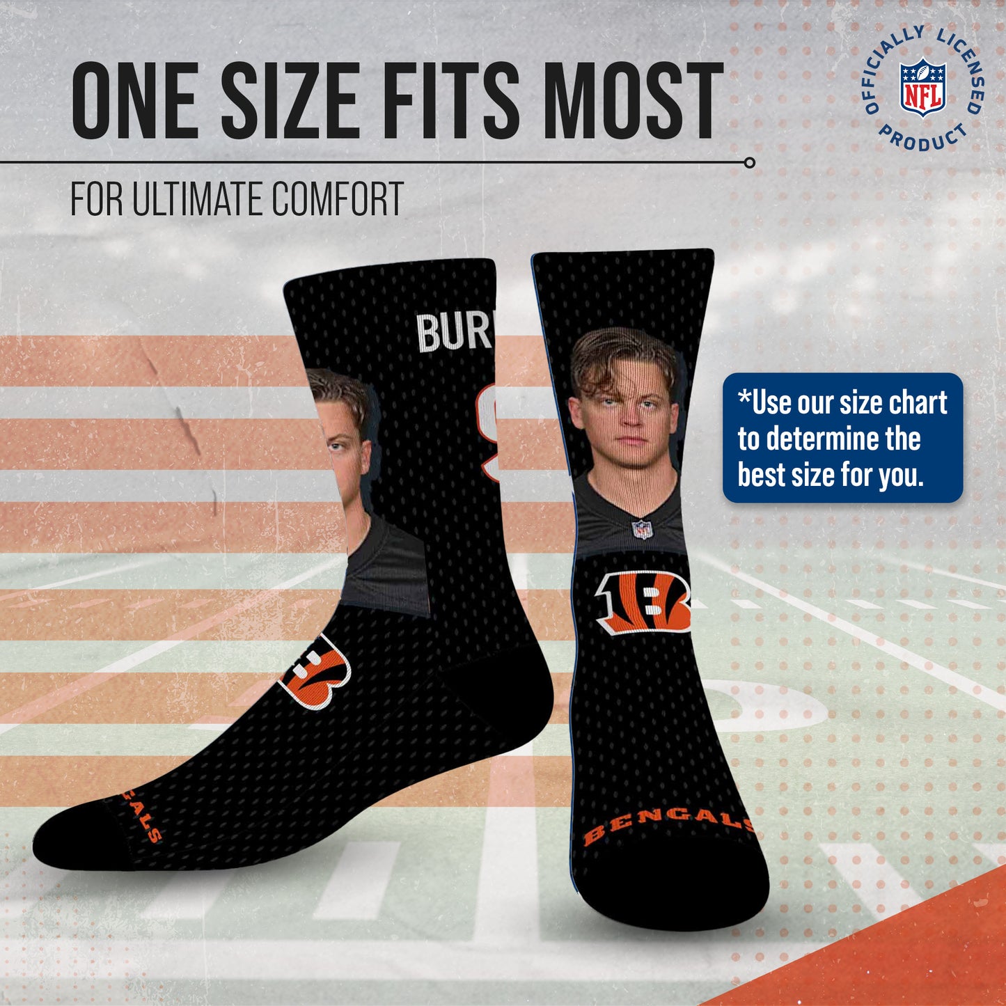 Cincinnati Bengals NFL Youth Roster Player Crew Socks - Black